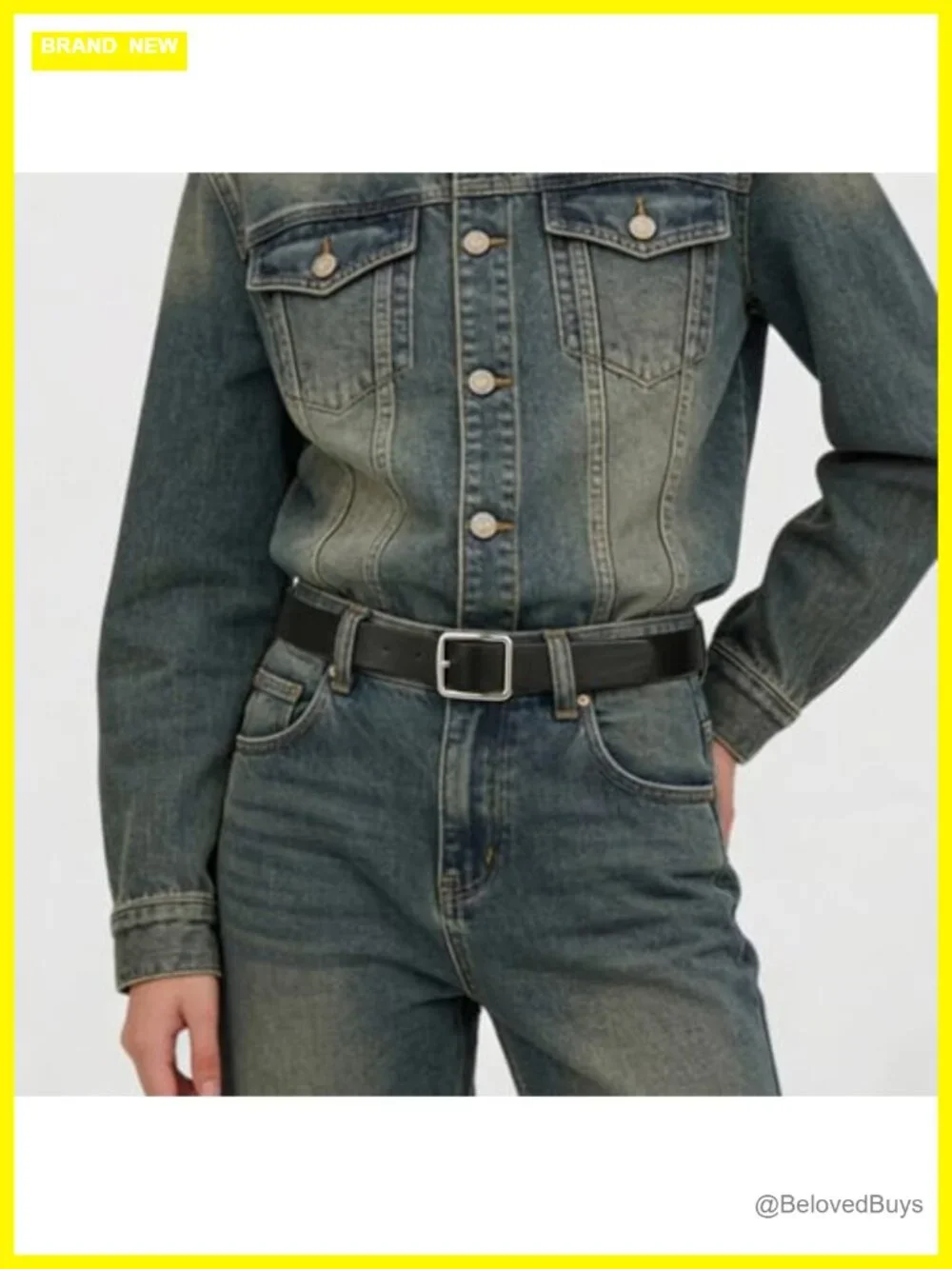 Women's Faux Leather Belt Square Gold Buckle Waist Belt for Jeans Pants Dresses